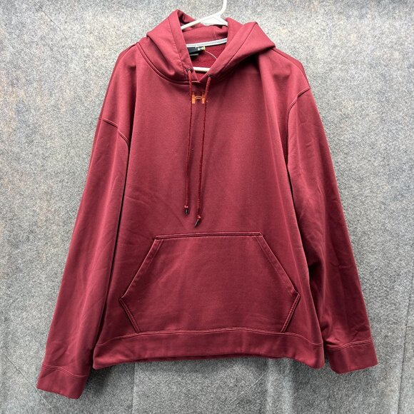 Under Armour Sweater Men Extra Large Red Hooded Pullover Loose Fleece Jacket - Picture 1 of 10